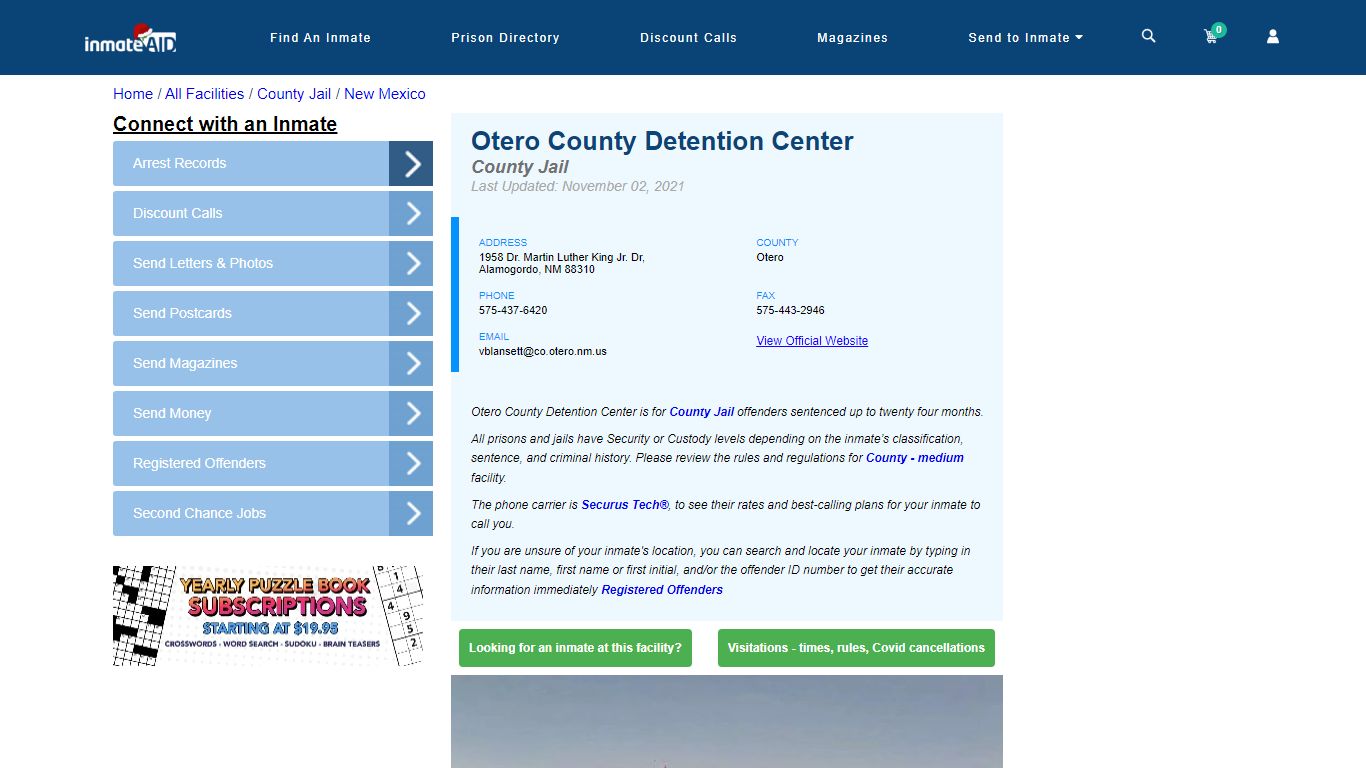 Otero County Detention Center - Inmate Locator - Alamogordo, NM